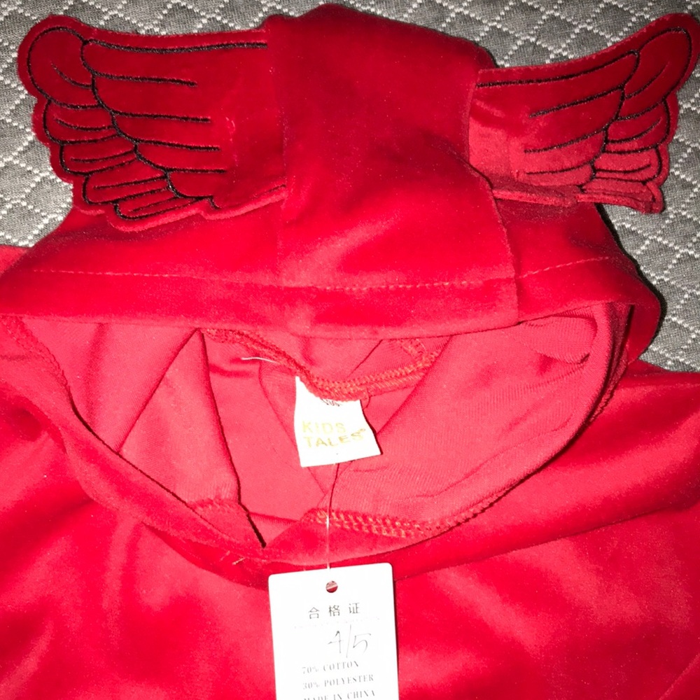 Red Hoodie with Winged Hood
